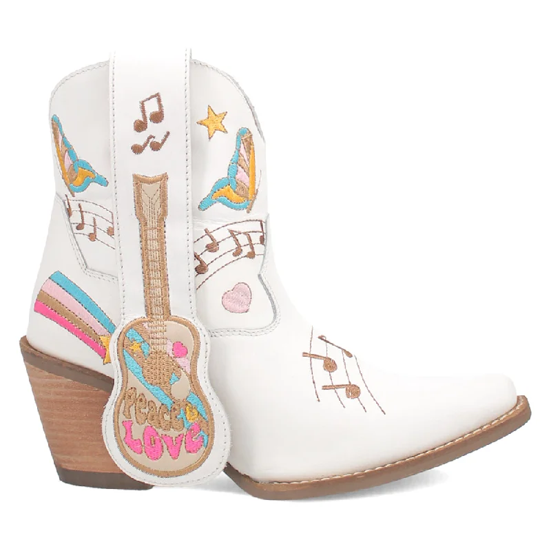 women's ankle boots for rainy weatherMelody Leather Graphic Embroidery Snip Toe Cowboy Booties