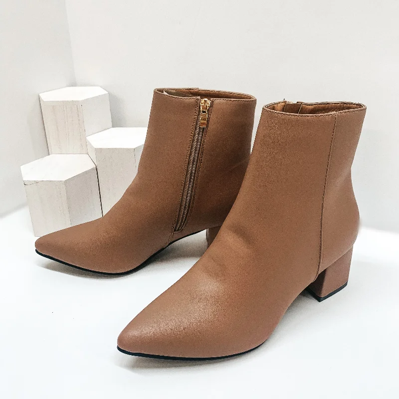 women's ankle boots with chunky heelsStep Into Style Pointed Toe Ankle Booties in Burlwood