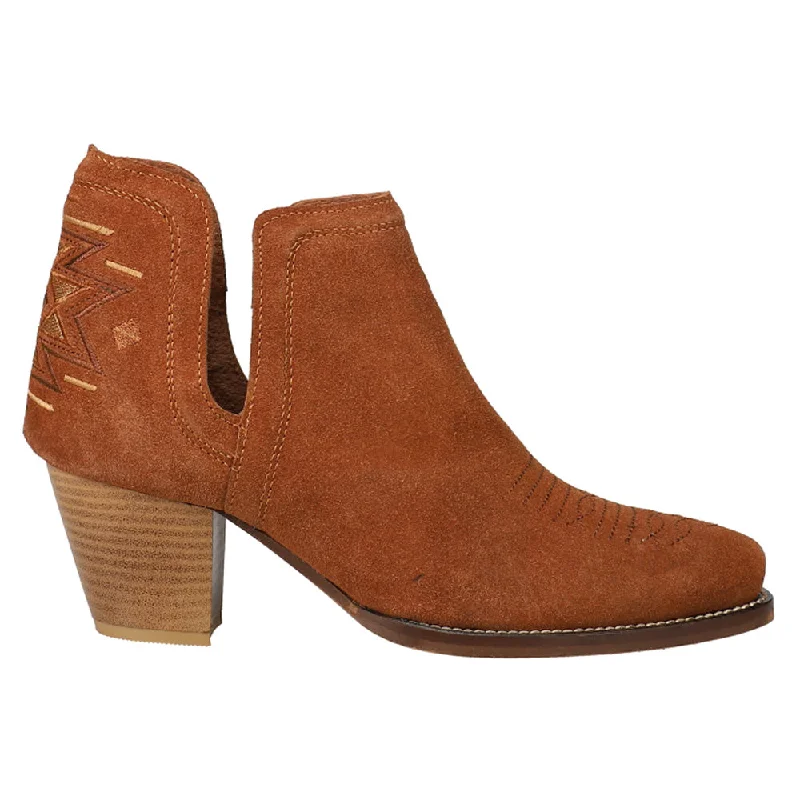 women's ankle boots with pull tabsRowdy Aztec Southwest Embroidered Round Toe Cowboy Booties
