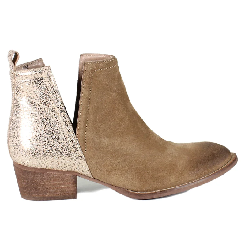 women's ankle boots with snakeskin printStop By Metallic Round Toe Pull On Booties