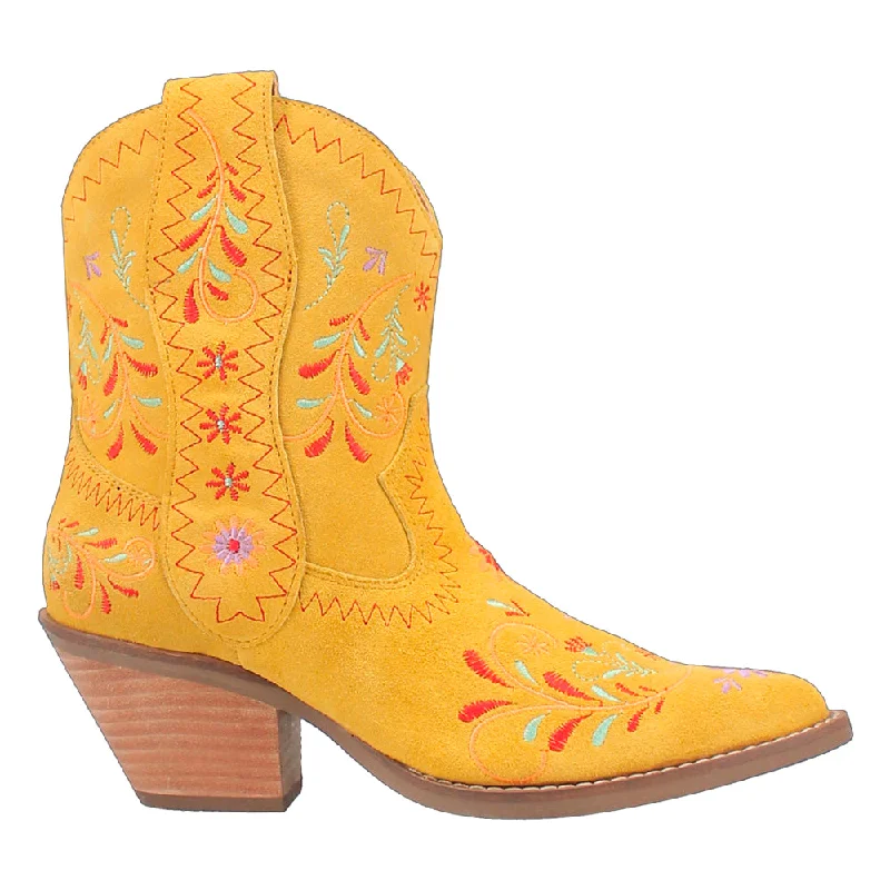 women's ankle boots with fringeSugar Bug Floral Embroidery Round Toe Cowboy Booties