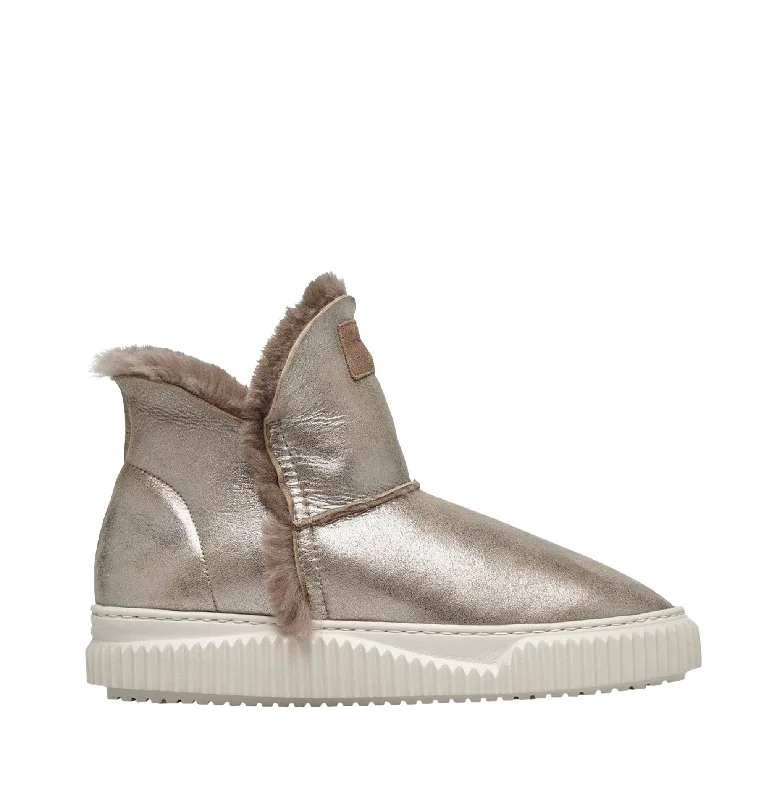 women's ankle boots with glitterLand Taupe Sheepskin Moon Boots
