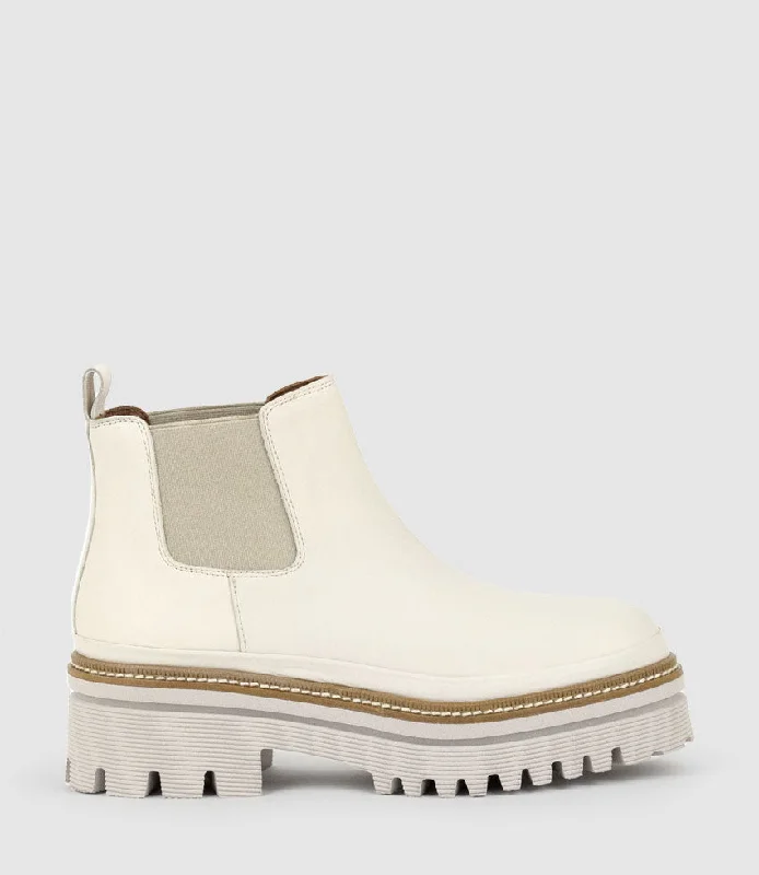 women's heeled ankle bootsYAEL Lug Sole Boot in Offwhite